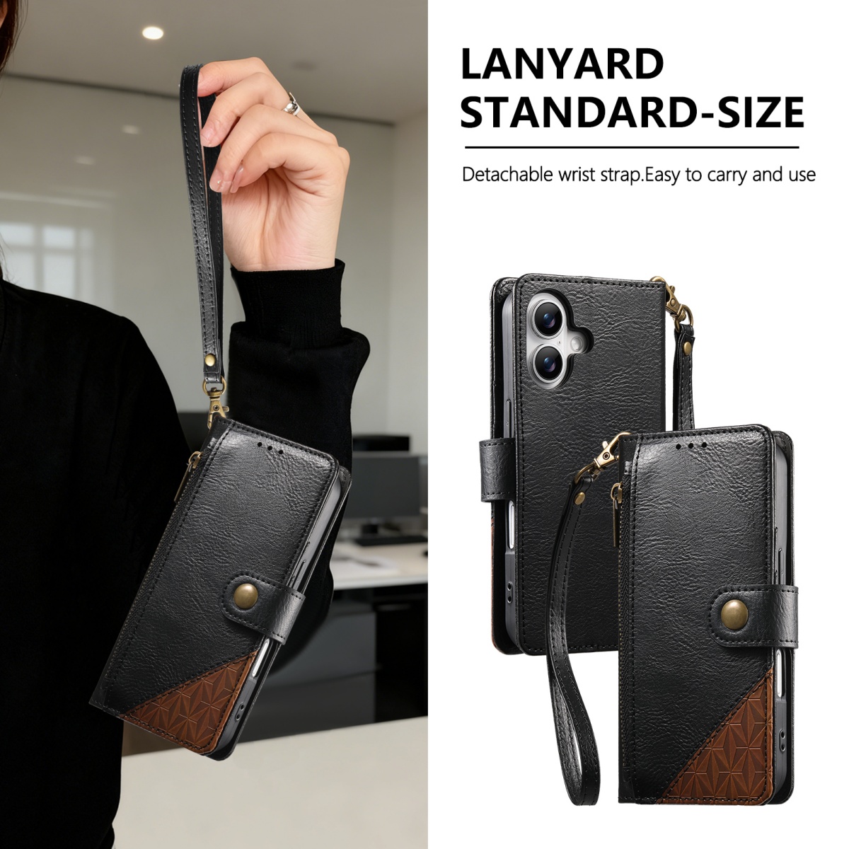 Samsung Galaxy Strap - PU Leather Zipper Wrist Strap Flip