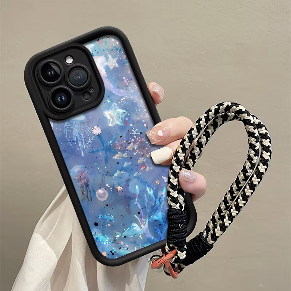 Samsung Galaxy Strap - Blue Purple Jellyfish Strap Rope Phone
