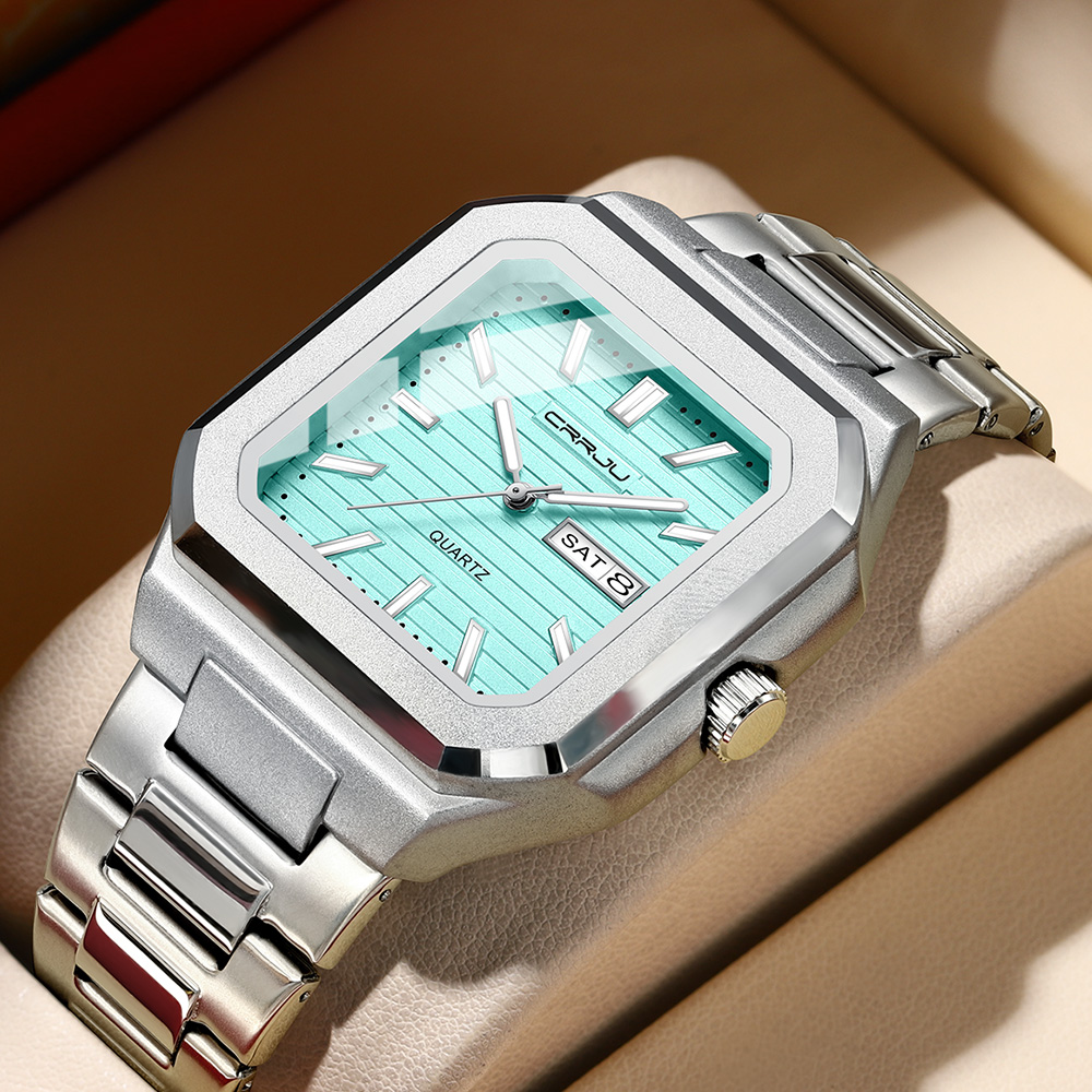 Smartwatch Square Watches For Men - CRRJU Men's Casual Stainless Steel Watch,