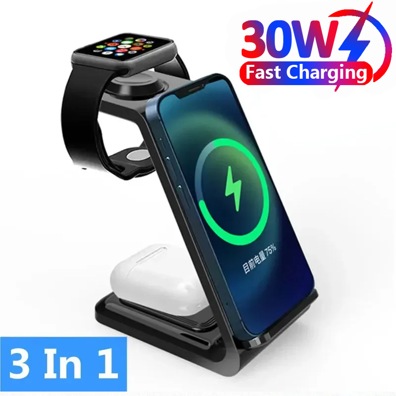 30W 3 In 1 Wireless Charger  S - Watch Xs8 ulasan dan harga