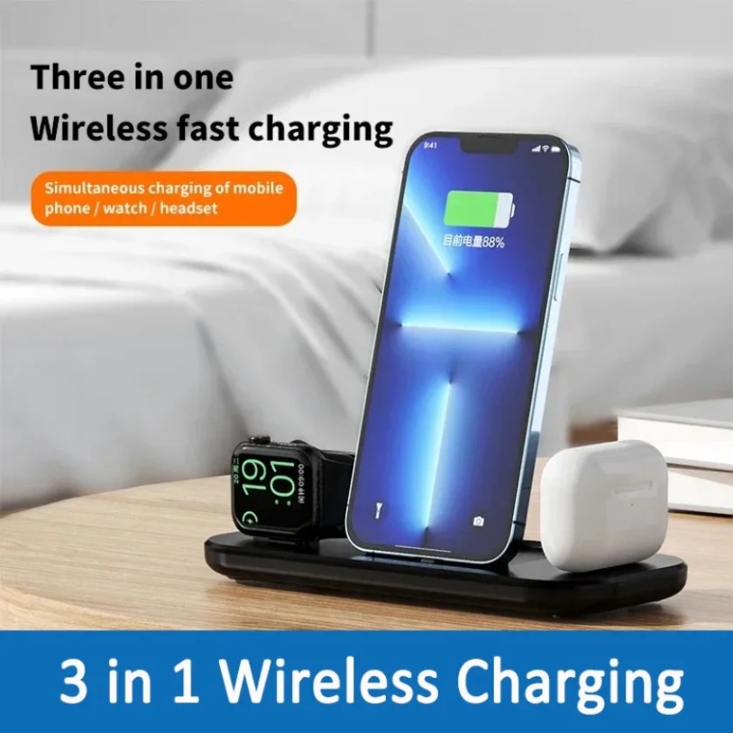 Foldable 3 In 1 Wireless Charg - Watch Xs8 ulasan dan harga